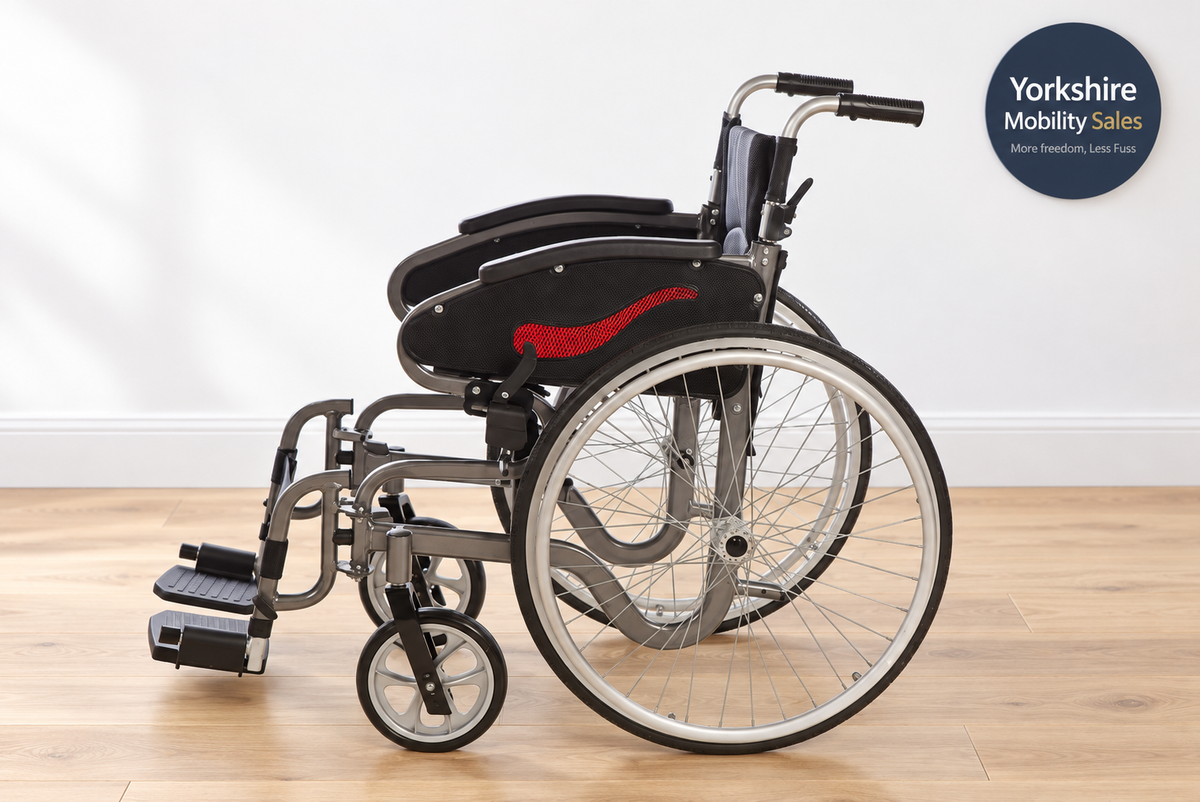 Monarch Calibre folding wheelchair — side view