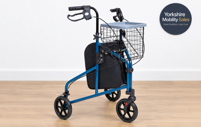 Alerta Three-Wheel Lightweight Walker with Basket, Tray and Bag