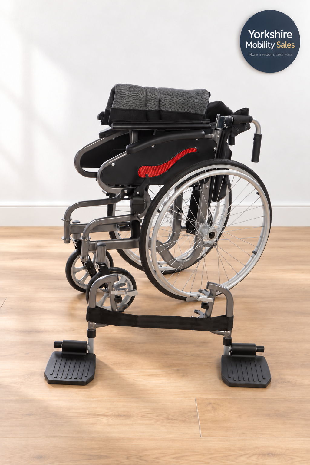 Monarch Calibre folding wheelchair — detachable footrests